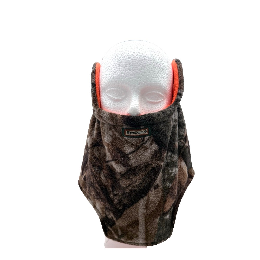 Remington Reversible Fleece Neck Gaiter Camo Orange Winter Ear Flaps Hunting OS